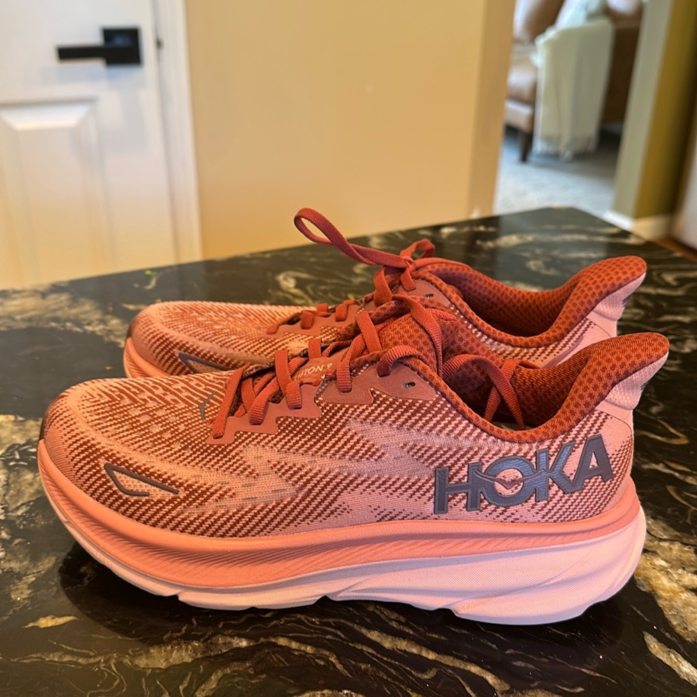 Hoka Women's Athletic Shoes in Coral and Pink